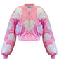 Pink hearts cropped bomber
